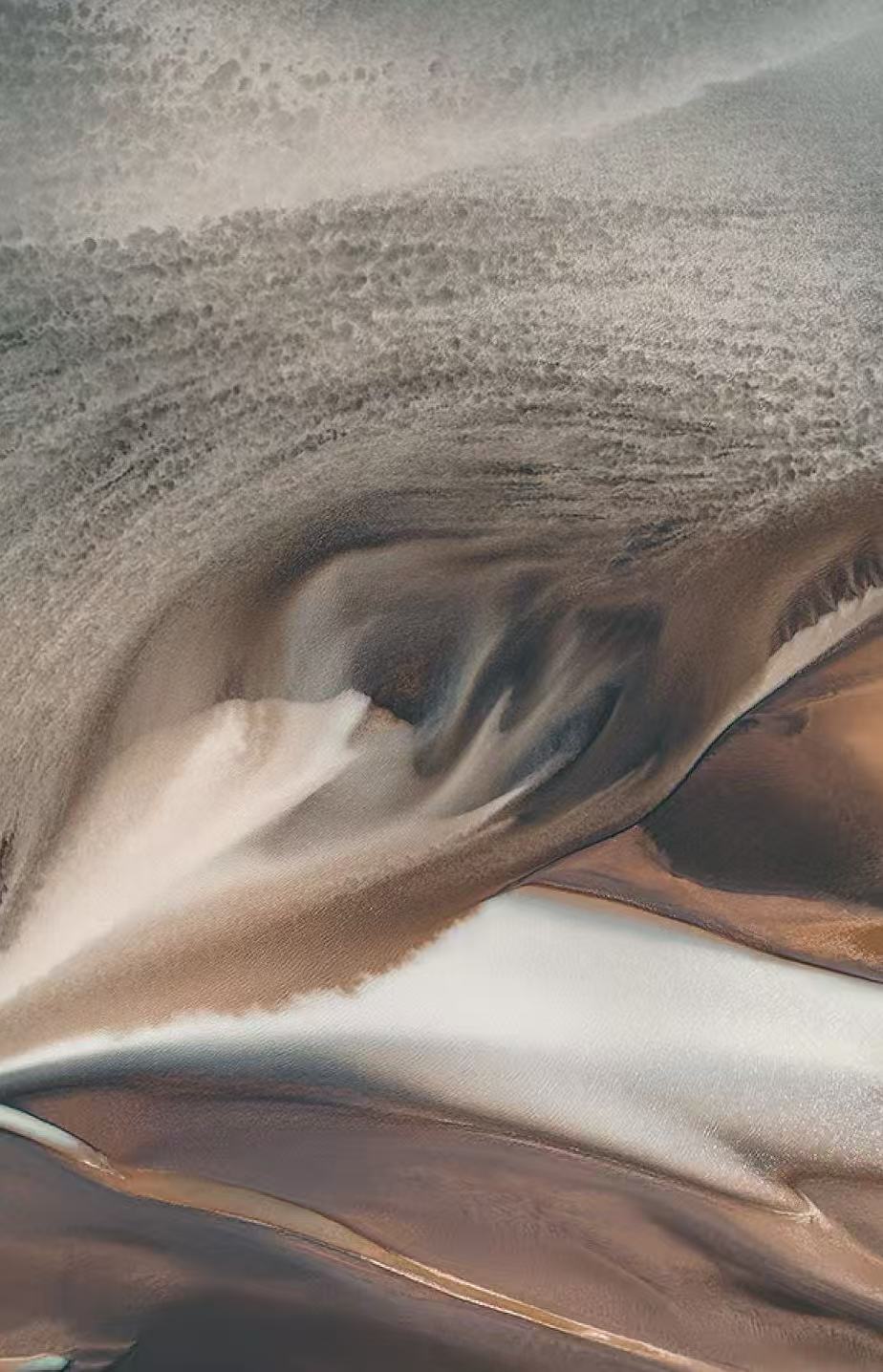 Soft tidal patterns along a quiet shore